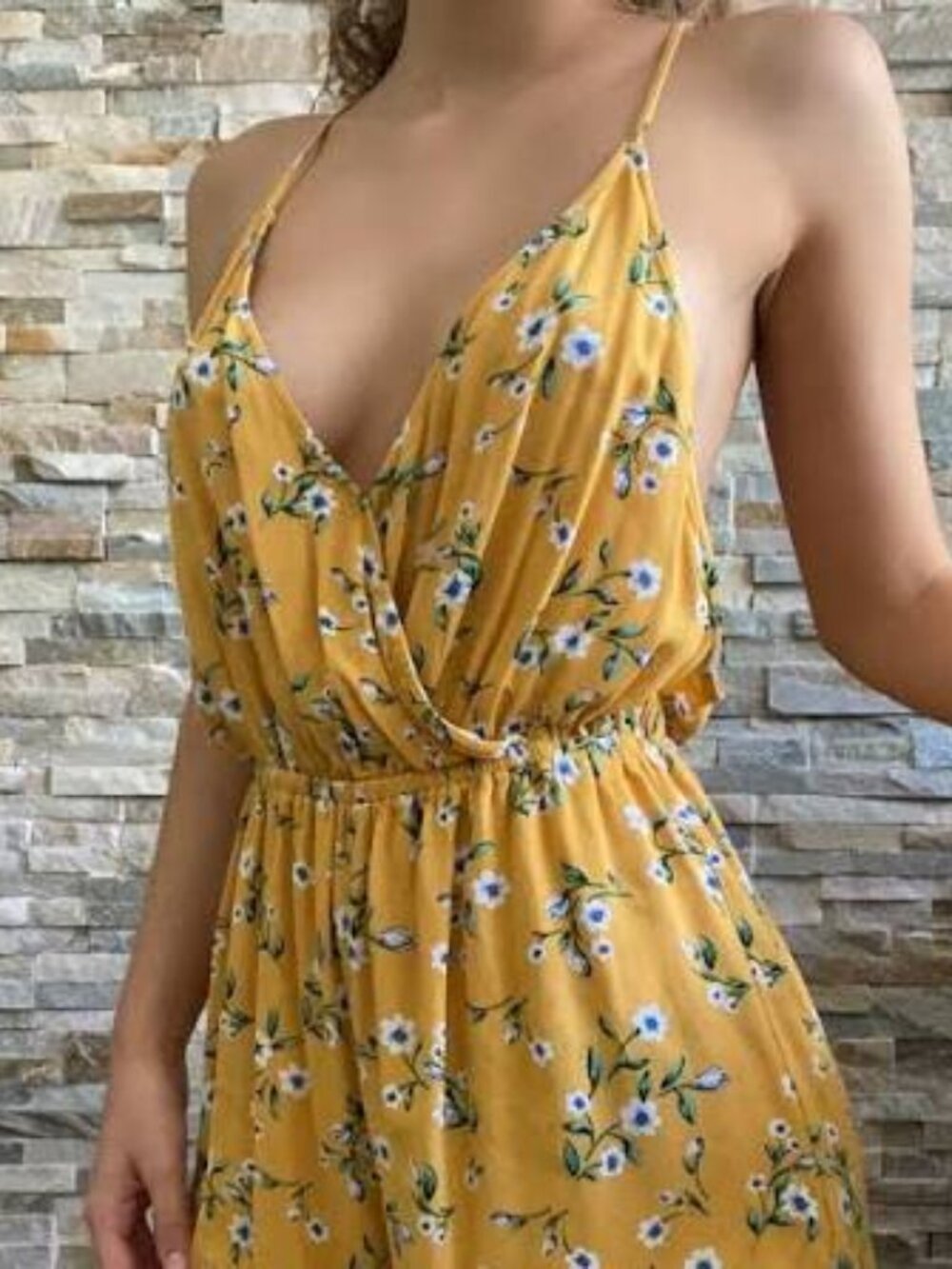 Kendall & Kylie Yellow Floral Romper, Size: S